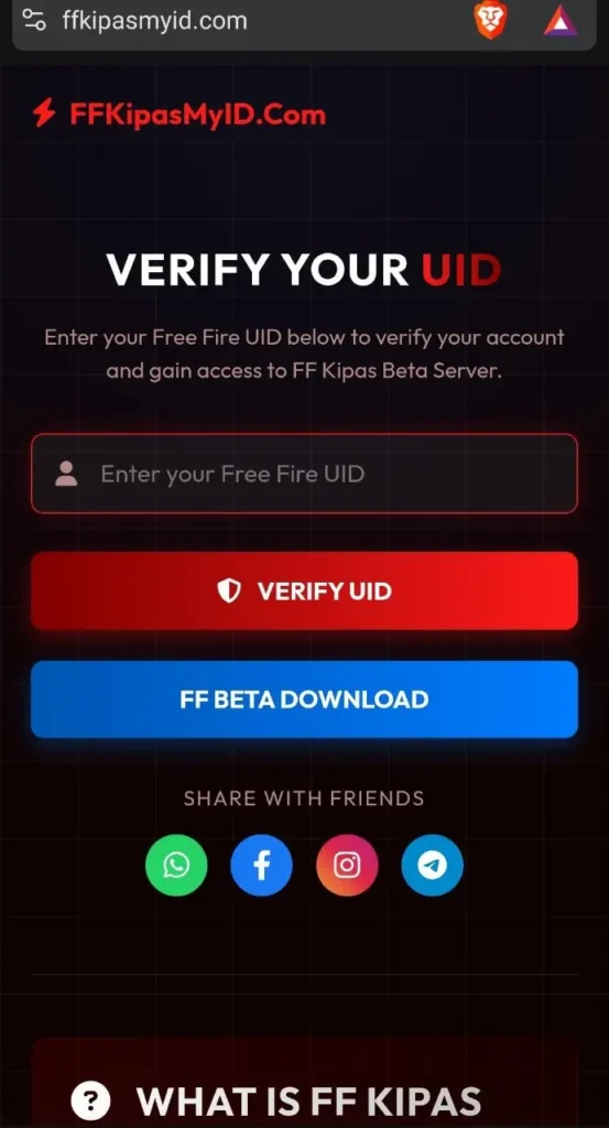 How To Verify Free Fire UID On FF Kipas My ID Website?